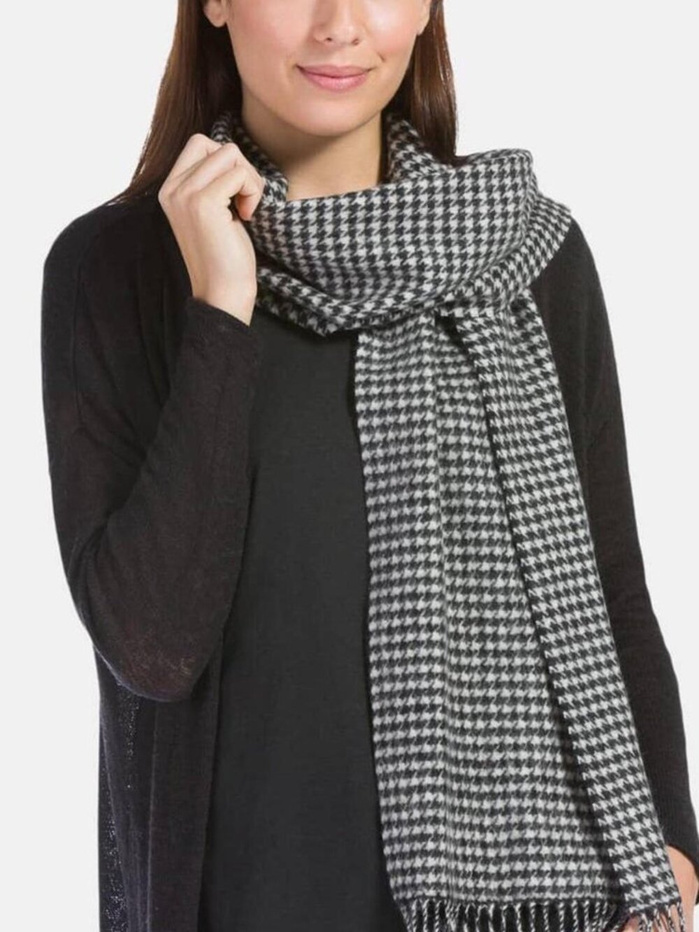 Fishers Finery Houndstooth Women's Classic 100% Pure Cashmere Scarf